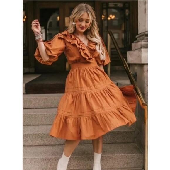 Ivy City Co. Dresses & Skirts - Ivy City Ginger Ruffle tier knee length dress womens size medium
